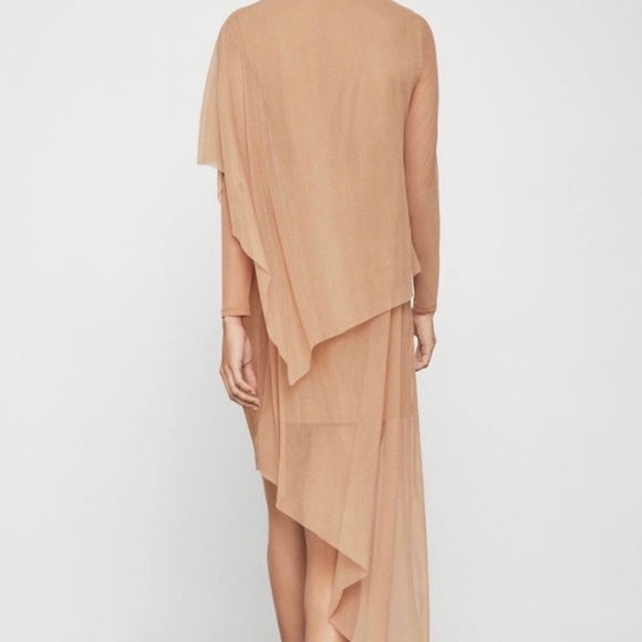 NWT BCBG MAXAZRIA Boho Flowy ASYMMETRICAL TURTLENECK MIDI DRESS NUBUCK XS - Picture 4 of 7